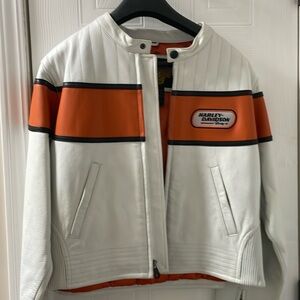 Harley-Davidson white leather jacket.
